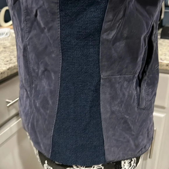 Free People Blue Vegan Leather/Suede Moto Jacket – Size Large - Picture 3 of 12